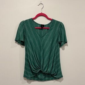 W5 Green Twist Front Blouse